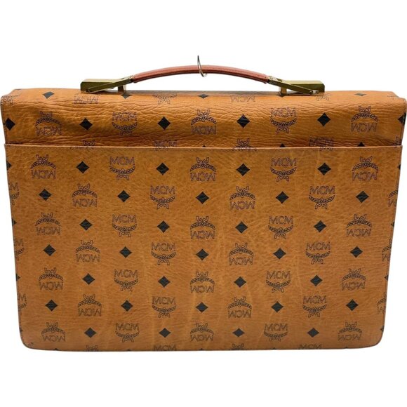 255278BR (L3) MCM Business Bag All-Over Pattern Brown PVC - Picture 2 of 11
